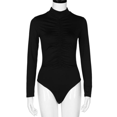 Bodysuits Women  Turtleneck Long Sleeve Black White Bodycon Overalls Rompers Womens Slim Bodysuit combinaison femme &23 BL