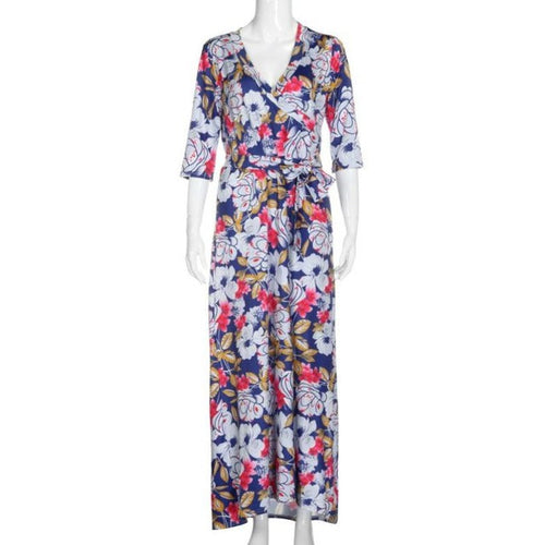 Bohemian Long  Dresses For Women  Vintage Floral Print Beach Ladies Sleeveless Multicolor Maxi Dress vestidos #418 BL