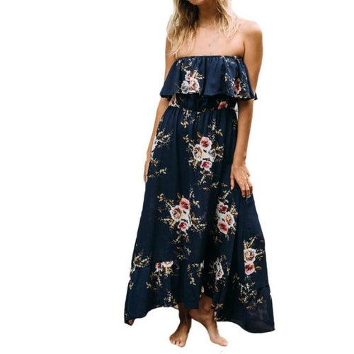 Boho Style   Women's Dresses Print Floral Retro Palace Sleeveless Evening Party Long Dress Women Robe Femme #23 BL