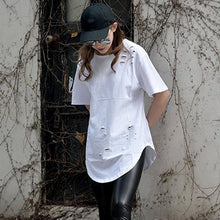 Casual Loose Hole T Shirt Women Hip Hop  harajuku Short Sleeve T Shirt American European Apperel  Camiseta Mujer #63 BL