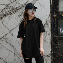 Casual Loose Hole T Shirt Women Hip Hop  harajuku Short Sleeve T Shirt American European Apperel  Camiseta Mujer #63 BL