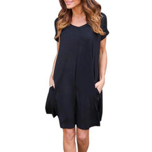 Casual Loose Pocket Dress Women  Ladies Pullover Short Sleeve O-Neck Short Mini T Shirt Dress vestidos verano  #418 BL