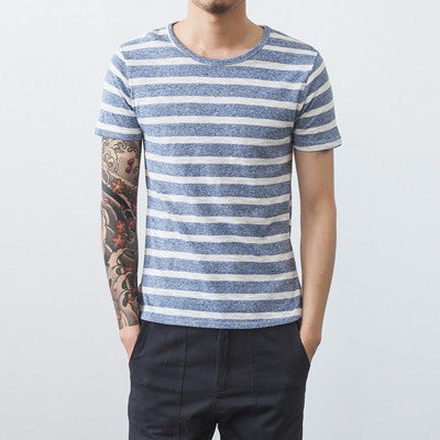Casual Men T Shirts Slim Fits Men Stripped T SHIRTS Cotton Men T Shirts Soft M-XXL BL