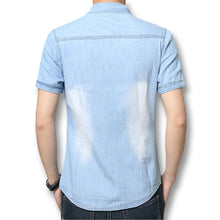 Denim Shirts Men Blue Shirts Short Sleeved Men Designers Men Casual Cotton Shirts BL