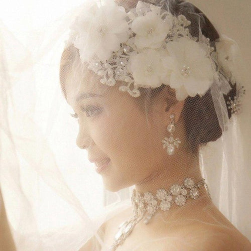 Europe Style Hair Bands Women  Lace Pearl Hair Band White Color Flower hairband Accessoire Cheveux BL