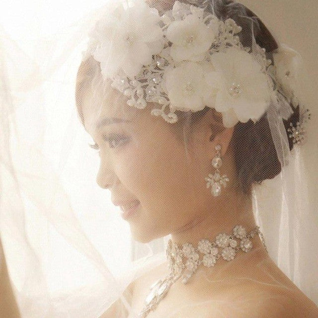 Europe Style Hair Bands Women  Lace Pearl Hair Band White Color Flower hairband Accessoire Cheveux BL