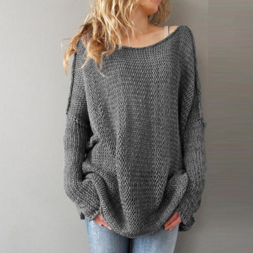 Fall  Oversize Sweaters  Women Korean  Loose Long Sleeve Solid Long Style Sweater Jumpers Female Knitwear #WY BL