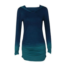 Women T shirt Long Sleeve Hooded Gradient Color Tee Tops Female Blue Purple t-shirt woman vetement femme BL