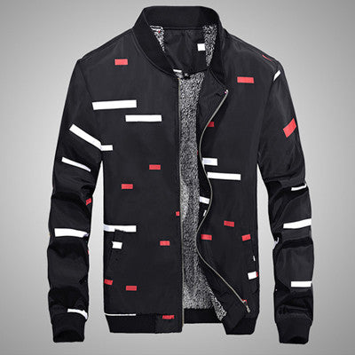 Men Jackets Men Thick Jacquard Slim Fits Plus Size Casual Men Printed Fleece Warm Coats BL