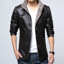Men Jackets Fleeced Men PU Jackets Men Warm Coats Slim Fits Plus Jacquard BL