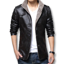 Men Jackets Fleeced Men PU Jackets Men Warm Coats Slim Fits Plus Jacquard BL