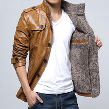 Men Jackets Fleeced Men PU Jackets Men Warm Coats Slim Fits Plus Jacquard BL
