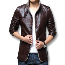 Men Jackets Fleeced Men PU Jackets Men Warm Coats Slim Fits Plus Jacquard BL