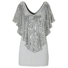Blouses For Women  Sequin Off Shoulder Women Sparkle Glitter Short Sleeve Ladies Tops Camisetas Mujer #63 BL