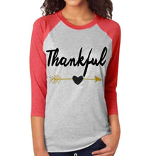 T-Shirts Women  Thankful Letter Printed Three Quarter Sleeve Women T shirt  Splicing Tee Shirt Femme BL
