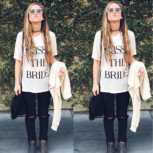 Women T shirt  white t shirt loose Letter
