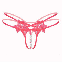 Flower Pearl Sexy Panties Ladies   Hollow Out G String And Thongs Temptation Open Crotch Underwear Women Low Waist #23 BL