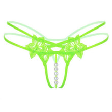 Flower Pearl Sexy Panties Ladies   Hollow Out G String And Thongs Temptation Open Crotch Underwear Women Low Waist #23 BL