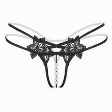 Flower Pearl Sexy Panties Ladies   Hollow Out G String And Thongs Temptation Open Crotch Underwear Women Low Waist #23 BL