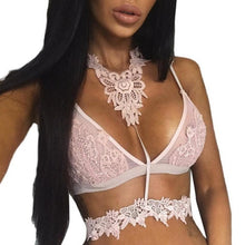 Hlater Neck Black/Pink Crop Tops Women Sexy Floral Lace Sheer Crochet Ladies Tops Seamless Bralette Camisole Female #23 BL