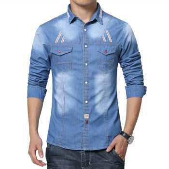 Men Shirts Denim Casual Long-Sleeved Cotton Denim Shirt Men's Slim Fit Men Jeans Shirts BL