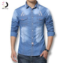 Men Shirts Denim Casual Long-Sleeved Cotton Denim Shirt Men's Slim Fit Men Jeans Shirts BL