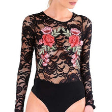 Lace Hollow Out sexy bodysuits Women  Embroidery Jumpsuit Romper Women overalls Ladies  Clothes Black/White #23 BL