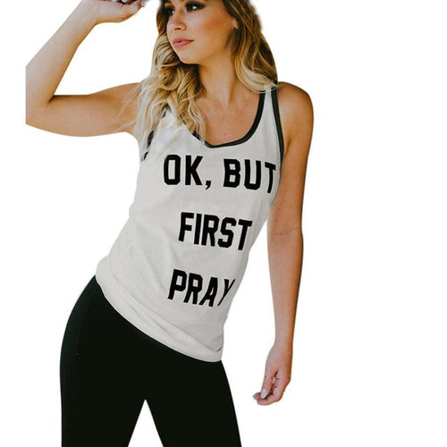 Ladies  Tank Tops Women  Letter Print Casual Sleeveless Tank Tops Fitness T-Shirt Vest O-Neck Women Clothes #23 BL