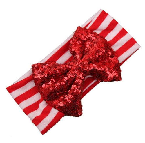 LandFox   Elastic Stripe Bow Children Headband Cute Sequins Baby Girl Hair Accessories BL