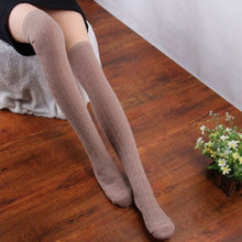 LandFox   Women Socks  Cotton Women Knit Over Knee Thigh Spiral Pattern High Boot Socks BL