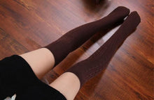 LandFox   Women Socks  Cotton Women Knit Over Knee Thigh Spiral Pattern High Boot Socks BL