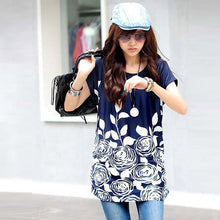 Landfox  4Color     Women Dress Casual Dress Loose Printing Floral Tunic Dress Women Clothing BL