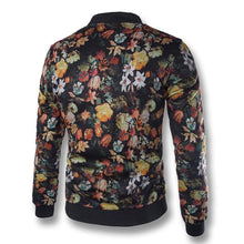 Men's Baseball Jackets Flower Print Men Slim Fit Outdoors Polyester Coats Casual Down Overcoat Big Size BL
