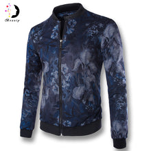 Men's Baseball Jackets Flower Print Men Slim Fit Outdoors Polyester Coats Casual Down Overcoat Big Size BL