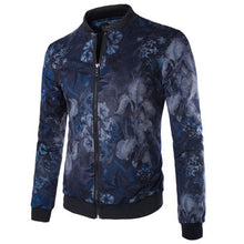 Men's Baseball Jackets Flower Print Men Slim Fit Outdoors Polyester Coats Casual Down Overcoat Big Size BL