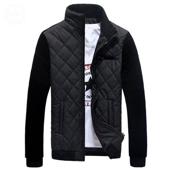 Men's Down Coat Hooded Thick Stand Collar Down Jacket Cotton Casual Outwear Plus Size BL