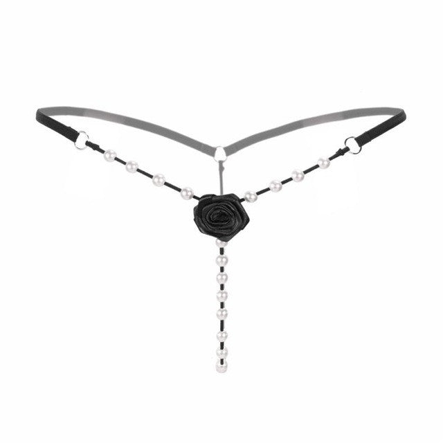 Sexy Womens Underwear Pearl Flower G String And Thongs Sollid Low Waist G String Ladies Panties lenceria sexy mujer BL