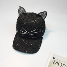 Women Cat Ear Pattern Sequin Baseball Cap Women Men Snapback Caps Hip Hop Hats For Women    #23 BL