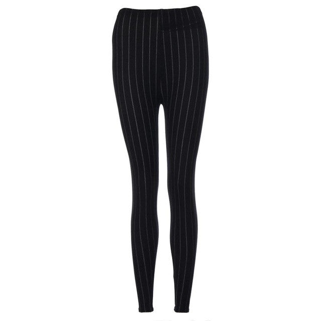 Women Leggings Elasticity Skinny Striped Stretchy Long Pants Leggings Ladies Black Blue pantalones mujer #53 BL