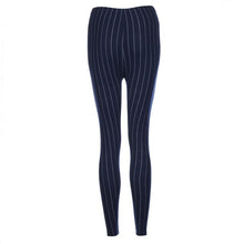 Women Leggings Elasticity Skinny Striped Stretchy Long Pants Leggings Ladies Black Blue pantalones mujer #53 BL