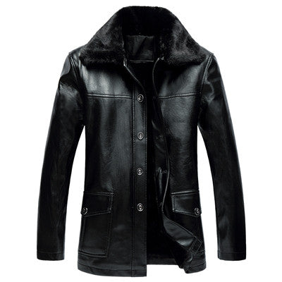 Men Leather Coats Men Jackets Warm Slim Outwears Men Jackets Coats Black Men Leather Coat BL