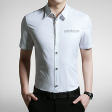 Men Shirt Short Sleeve Cotton Shirt Men Clothes Casual Printed Denim Shirt Slim Fit Designer Shirt Camisa Masculina BL