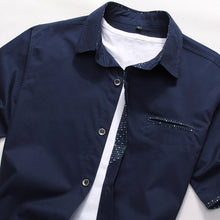 Men Shirt Short Sleeve Cotton Shirt Men Clothes Casual Printed Denim Shirt Slim Fit Designer Shirt Camisa Masculina BL