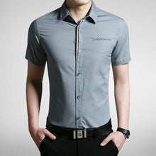 Men Shirt Short Sleeve Cotton Shirt Men Clothes Casual Printed Denim Shirt Slim Fit Designer Shirt Camisa Masculina BL