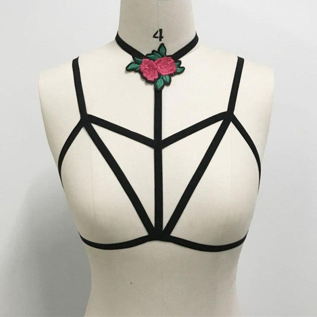 Embroidery Flower Women Camisole tank top Sexy hollow out adjustable strappy crop top Women Sexy   #242 BL