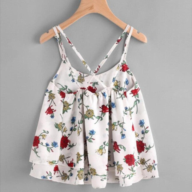 Print Strappy Camis Women Tanks Sleeveless Backless Crop Top Women Camisole Blusas Femininas #23 BL