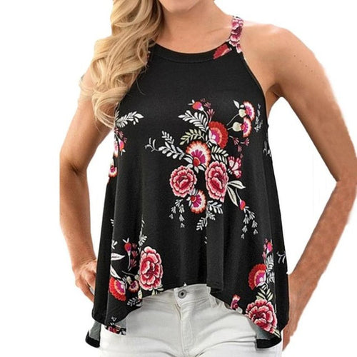 Sleeveless Tank Tops For Women   Sexy Flower Print Tank Top Tee Tops Women  High Quality #421 BL