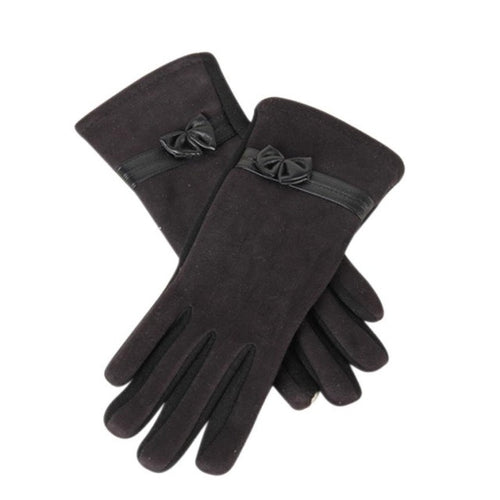 Suede Elegant Women Gloves  Warm Driving Soft Wrist Bow Gloves Female Mittens guantes mujer  #1207 BL