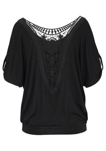 T Shirt Women Back Lace Tops Short Sleeve O Neck Beach  Tops Female Women T-shirt Womens tshirt  YE BL