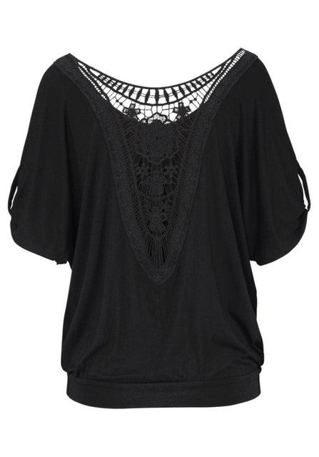 T Shirt Women Back Lace Tops Short Sleeve O Neck Beach  Tops Female Women T-shirt Womens tshirt  YE BL